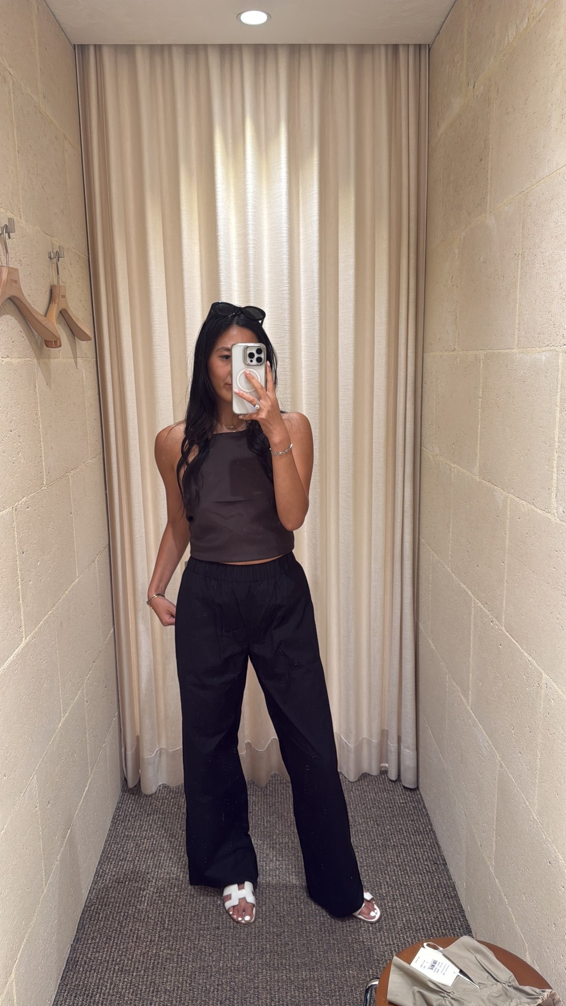 My go to pants for the school drop off/pick up. Made from cotton poplin, super comfortable 
 
Top in size S
Pants in size M