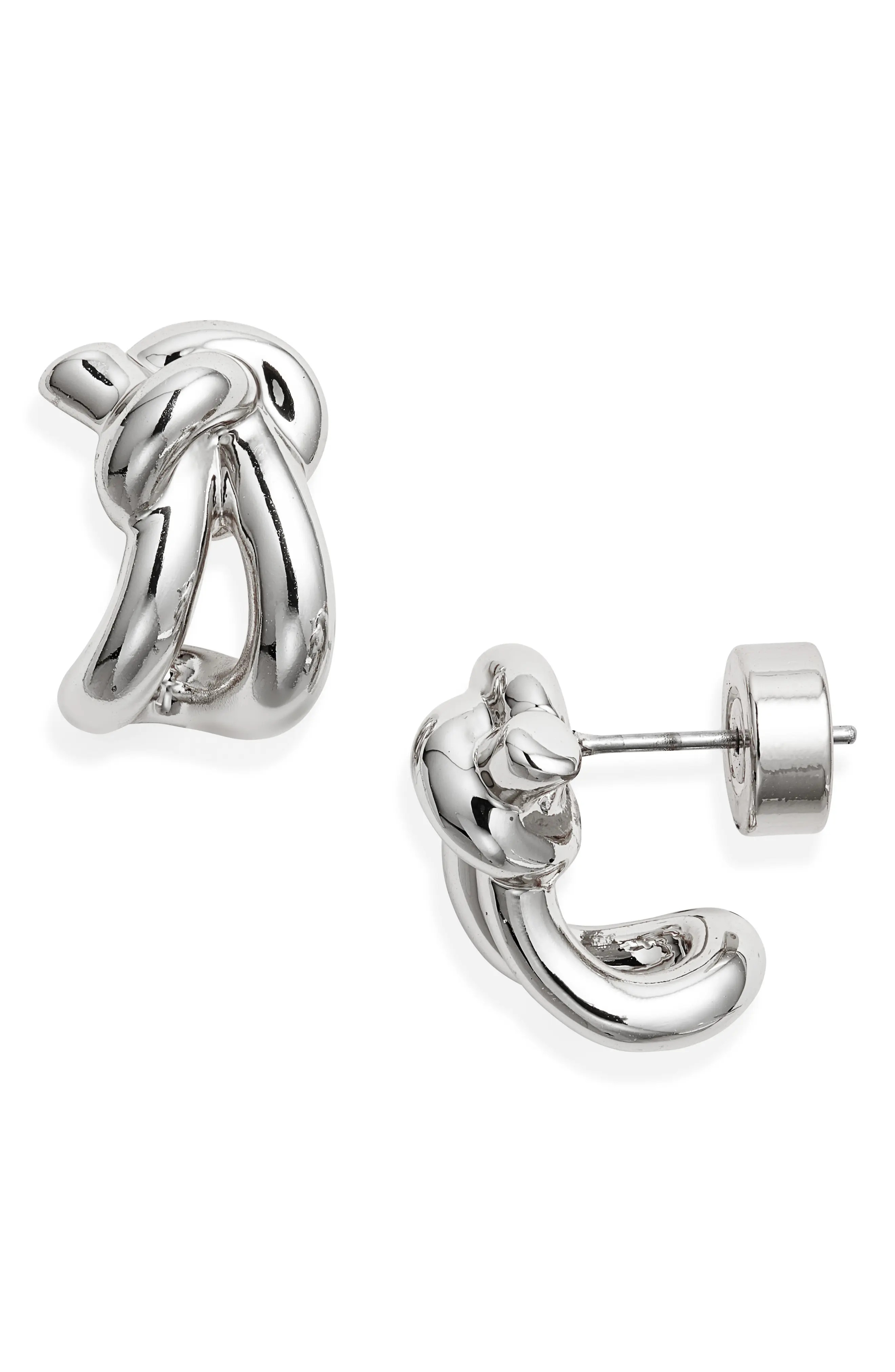 Nordstrom Demi Fine Knot Huggie Hoop Earrings in Sterling Silver Plated at Nordstrom | Nordstrom
