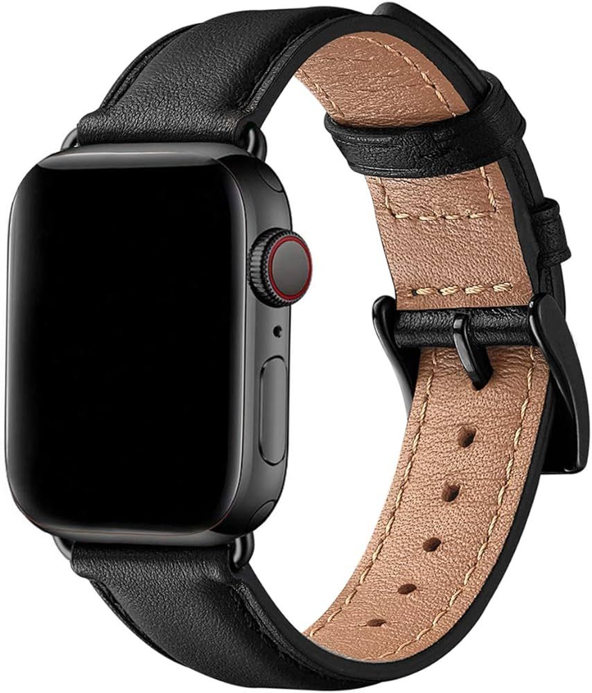 SUNFWR Leather Straps for Apple Watch Strap 44mm 45mm 42mm 49mm, Men Women Replacement Genuine Le... | Amazon (UK)