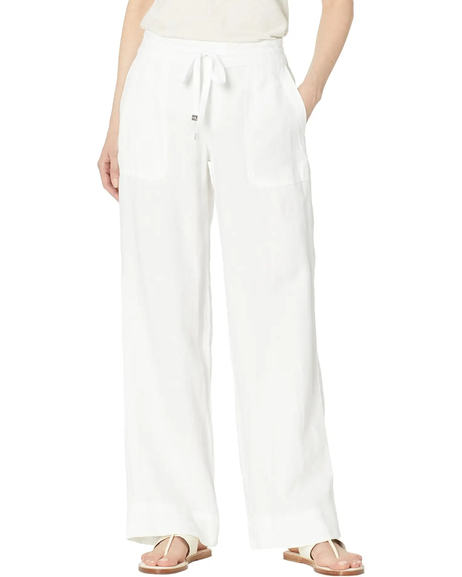 LAUREN Ralph Lauren Linen Wide-Leg Pants | Zappos