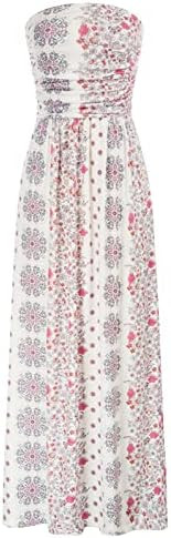 GRACE KARIN Women Strapless Dress Casual Loose Ruched Long Maxi Dress with Pockets | Amazon (US)