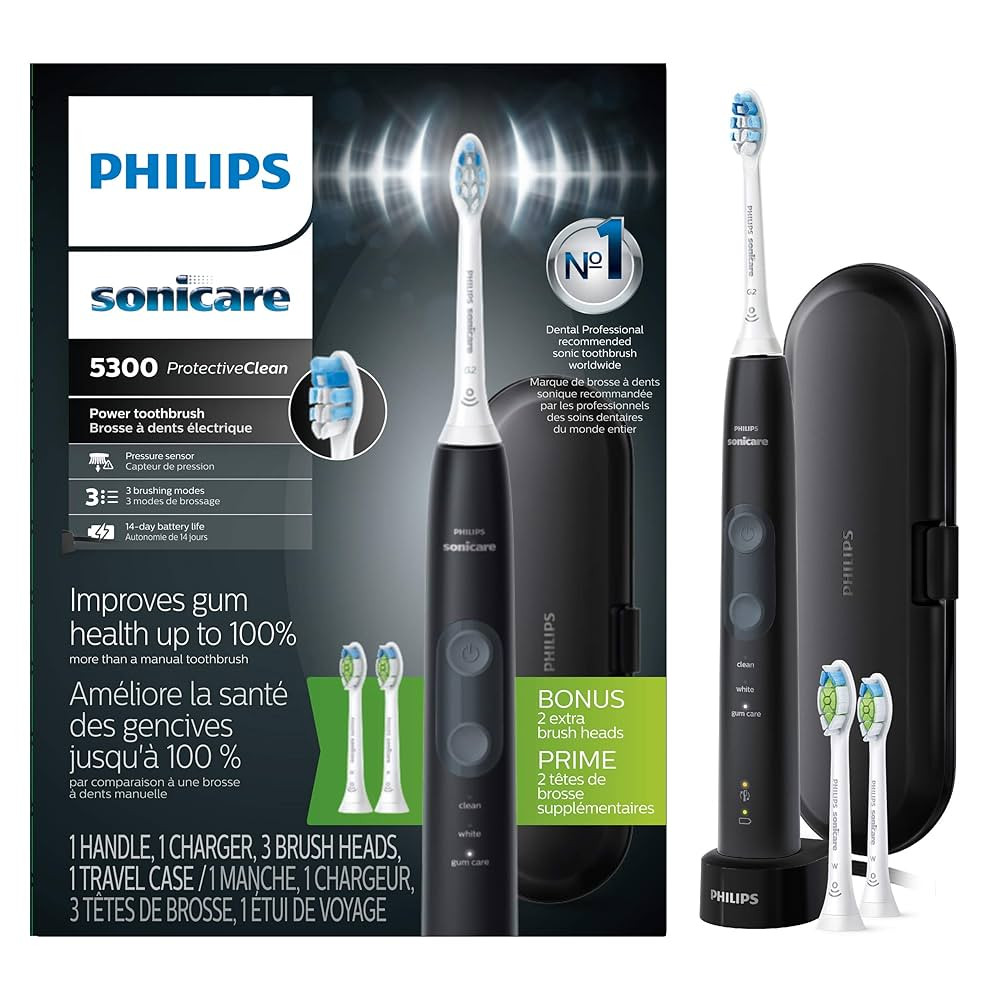 Philips Sonicare ProtectiveClean 5300 Rechargeable Electric Toothbrush, with Pressure Sensor, 3 C... | Amazon (US)