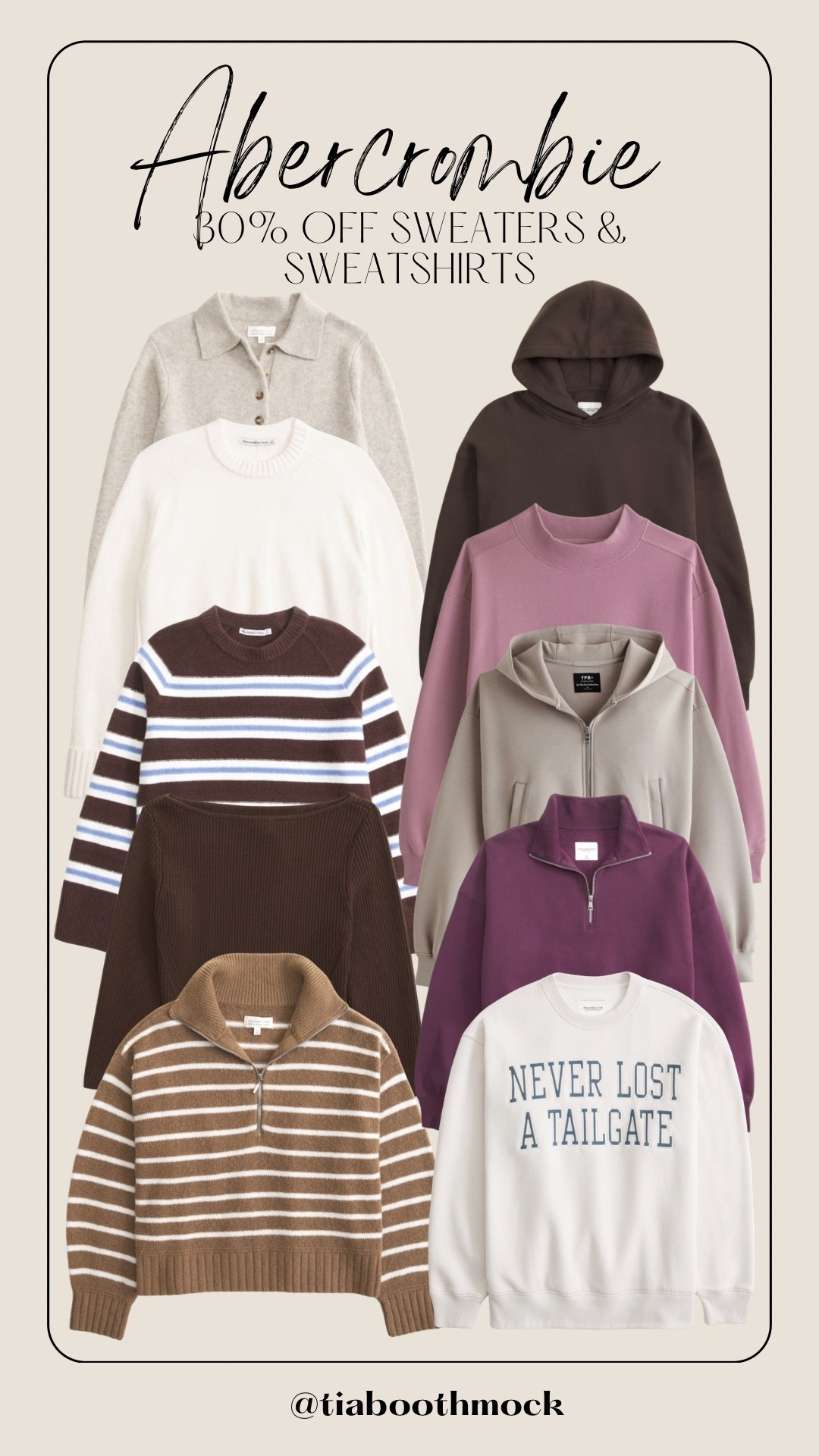 Shop 30% off @abercrombie sweaters and sweatshirts plus an extra 20% off through LTK using “AFLTK”!