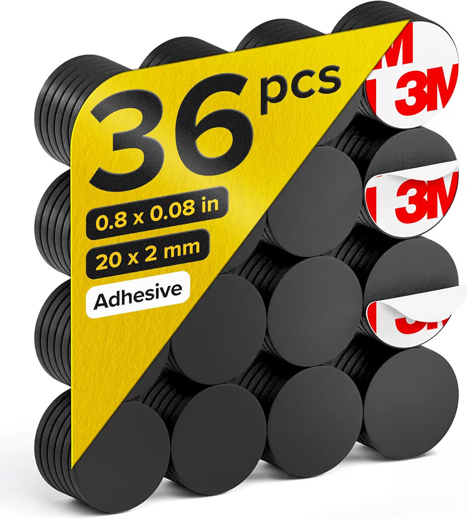 Hyper-Sticky Round Flexible Magnets with Adhesive Backing - (36pcs 0.8"x0.08") Magnetic Dots for ... | Amazon (US)