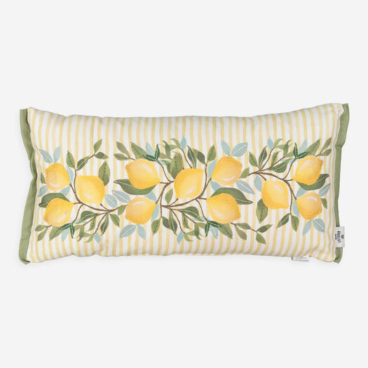 Yellow & White Lemon Striped Outdoor Cushion 71x35cm | TK Maxx