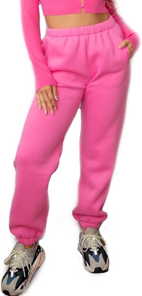 TIC TOC Women’s Soft Fleece Oversized Sweatpants Casual Essential High Waisted Jogger Pants wit... | Amazon (US)