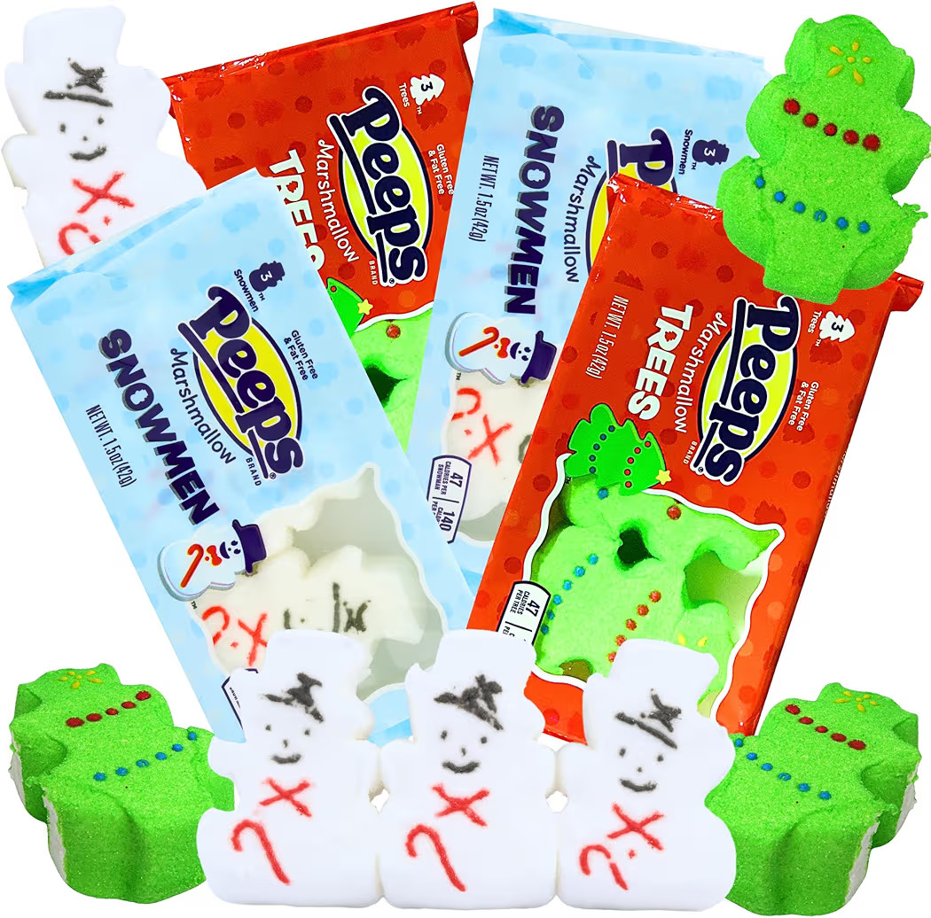 Needzo Christmas Peeps Marshmallows, Trees and Snowmen, Holiday Dessert Toppers, 12 Candies Total... | Amazon (US)