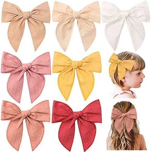 7 Pieces 6 Inch Large Fable Girls Hair Bows Alligator Hair Clips for Girls, TOKUFAGU Neutral Hand... | Amazon (US)