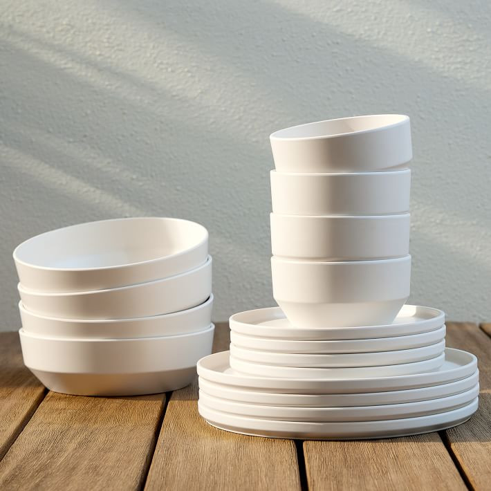 Modern Melamine Outdoor Dinnerware (Set of 16) | West Elm (US)