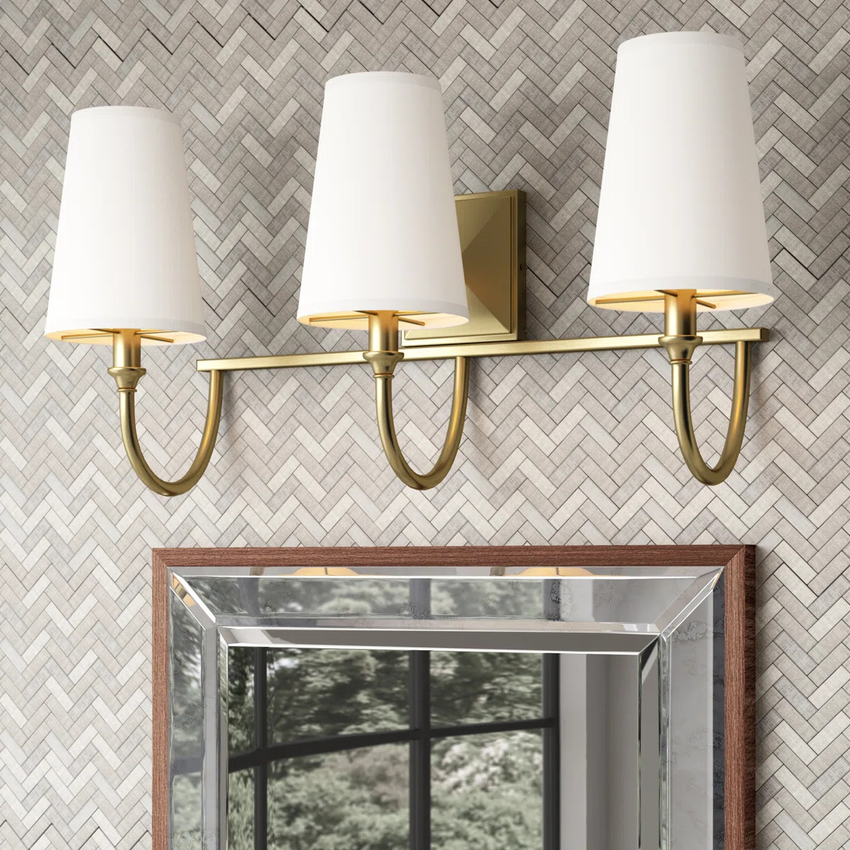 Payson 3-Light Dimmable Vanity Light in Warm Brass | Wayfair North America