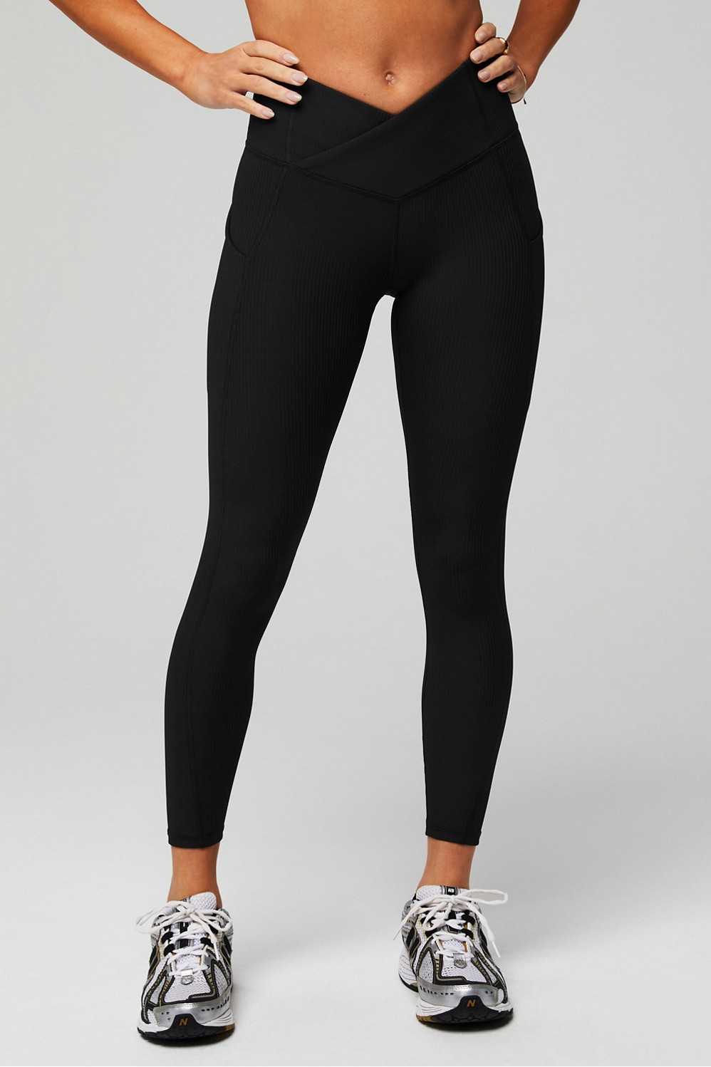 Oasis Pureluxe Rib HW Crossover 7/8 Legging | Fabletics - North America