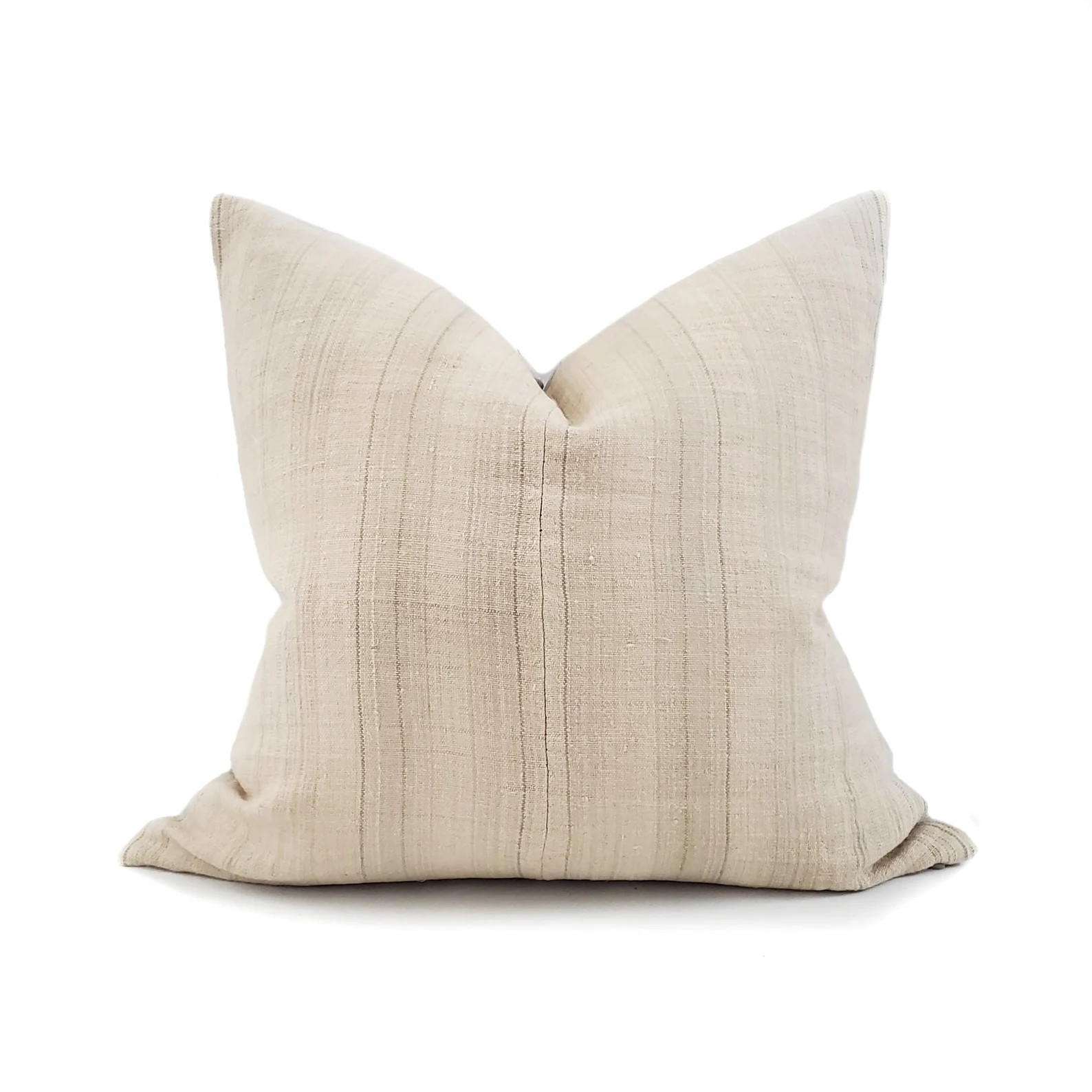 Hmong Pillow, 2021 Vanilla W/ Greige Stripe Hmong Hemp Linen Pillow Cover - Etsy | Etsy (US)