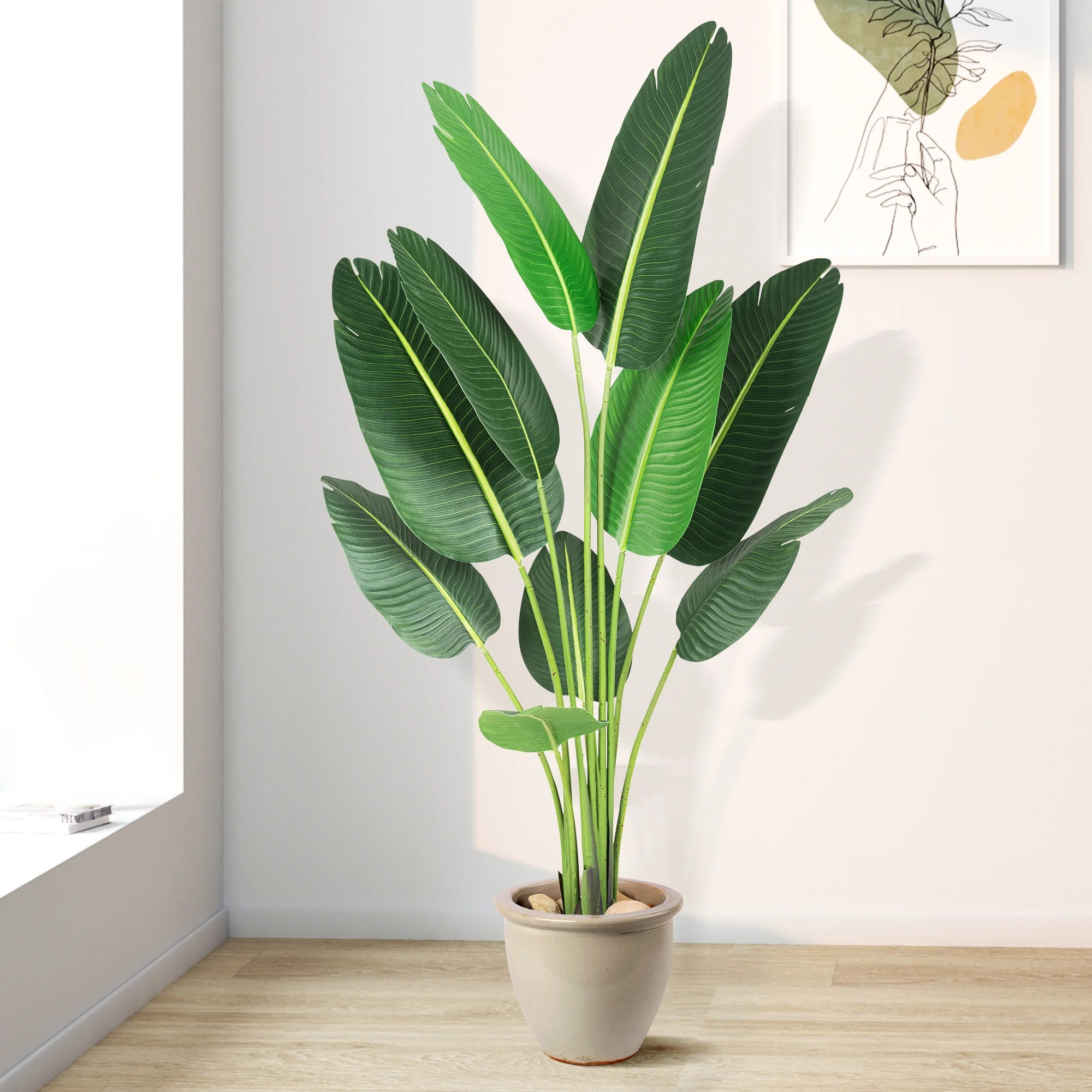 Artificial Tree, 5ft Tall 60” Bird of Paradise Artificial Plant, Banana Leaf Fake Plants in Pot... | Walmart (US)