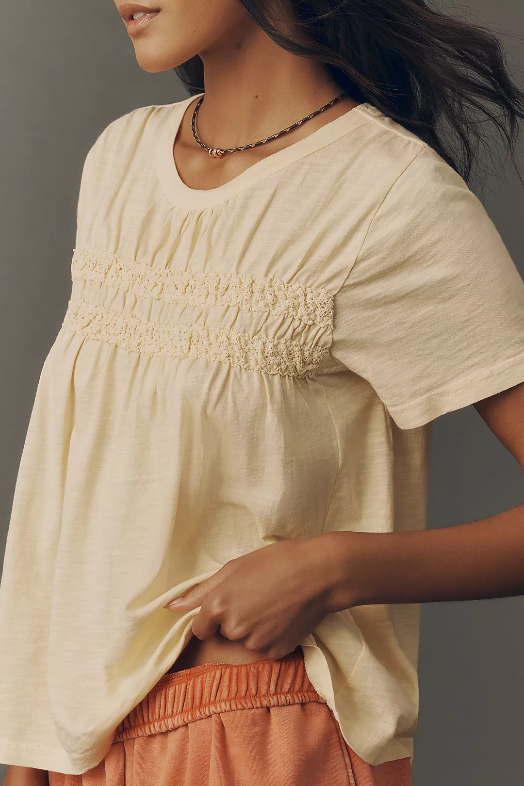 Pilcro Short-Sleeve Smocked Tee | Anthropologie (US)