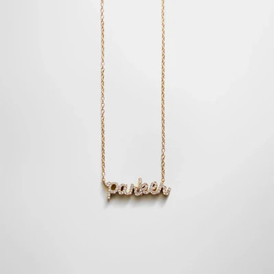 18K Gold Custom Nameplate Necklace - Mini Script | BaubleBar