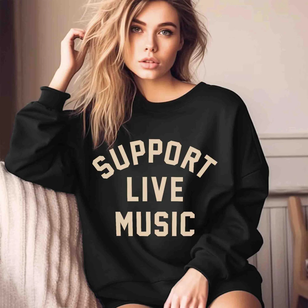 Support Live Music Concert Festival Sweatshirt, Varsity-Style, Support Local Music, Local Bands, ... | Etsy (US)