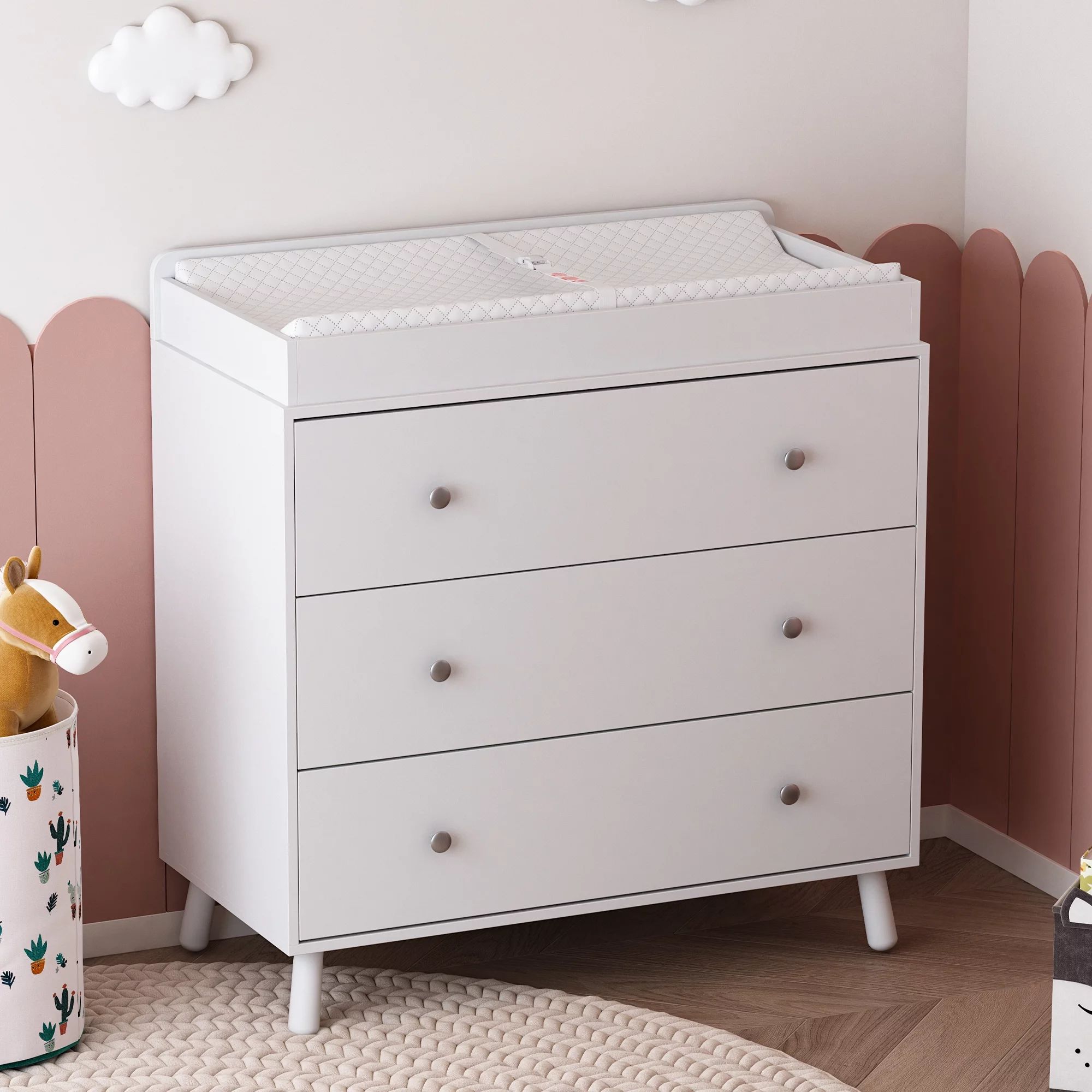 Changing Table,3 Drawers Storage Dresser with Removable Pad,Baby Changing Table Safety Rail and S... | Walmart (US)