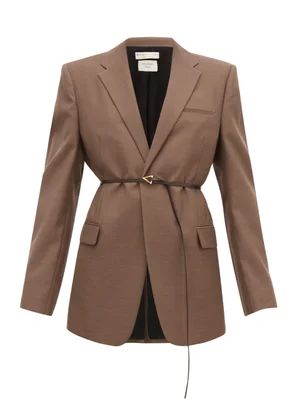 Belted single-breasted wool jacket | Matches (EU)