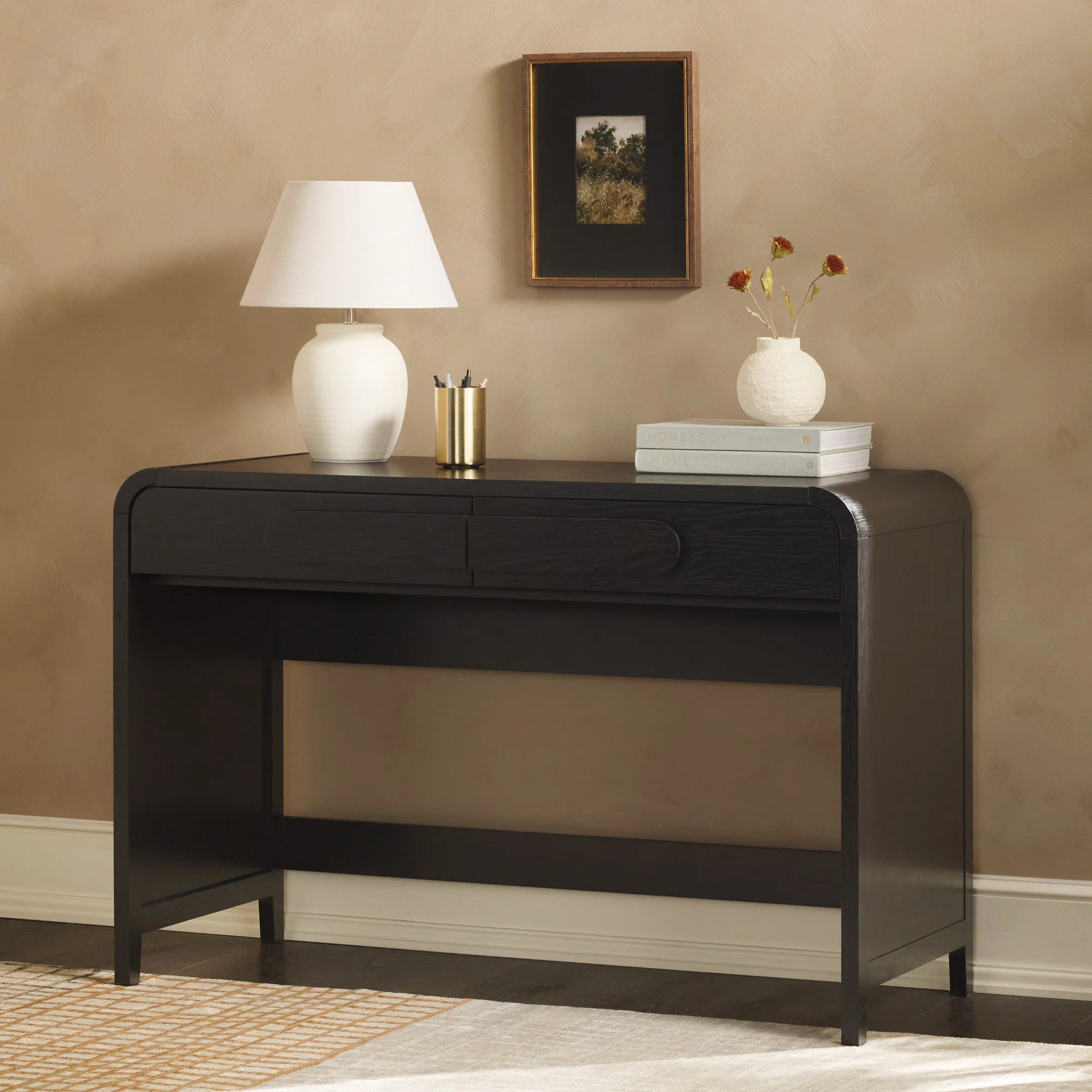 Red Barrel Studio® Sitarski Transitional Curved Waterfall 2-Drawer Writing Desk & Reviews | Wayf... | Wayfair North America
