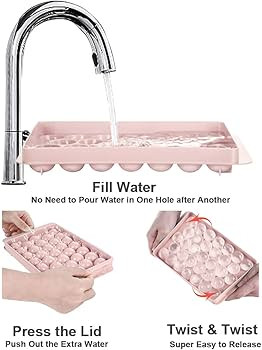 Round Mini Ice Cube Tray for Freezer with Container, Ball Shape 3cm x 66pcs for Cooling Cocktails... | Amazon (US)