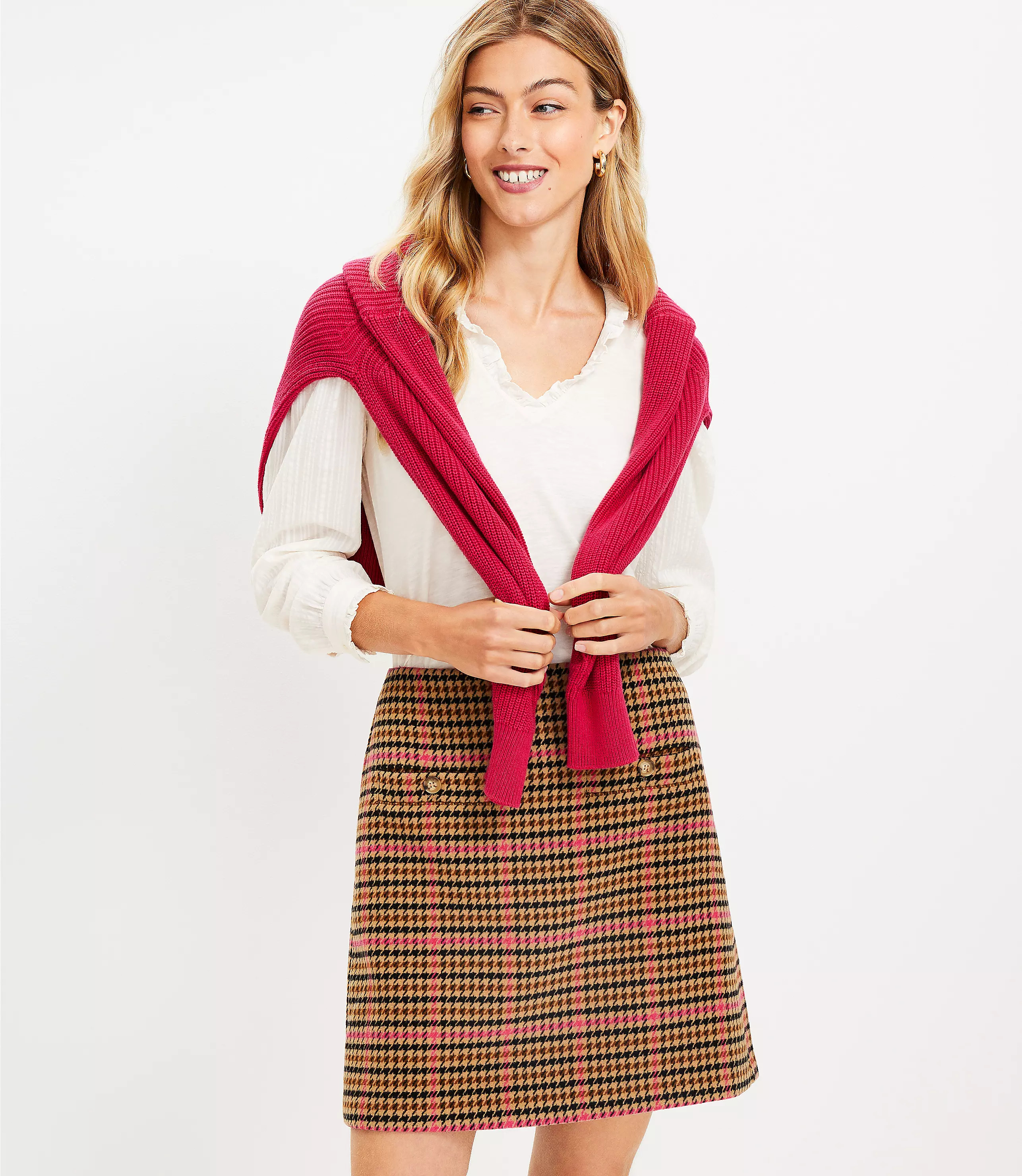 Plaid Welt Pocket Skirt | LOFT