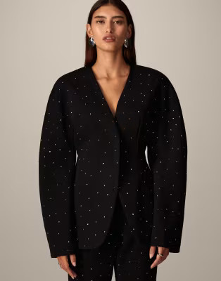 ARRANGE hot fix tailored ovoid sleeve blazer co-ord in black | ASOS (Global)