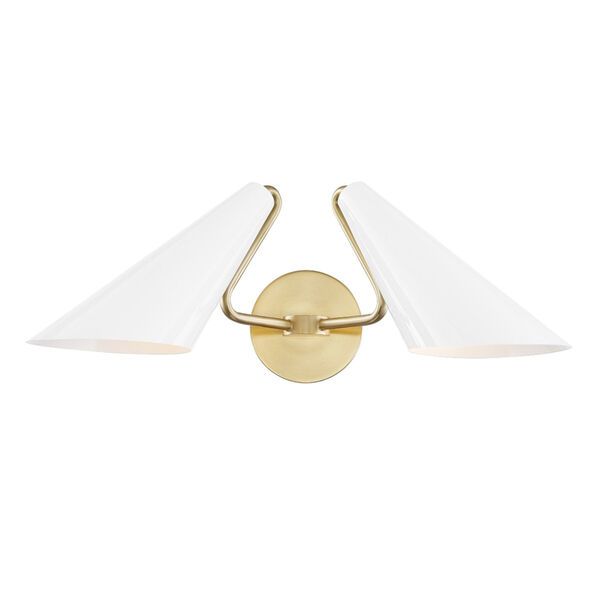 Talia Aged Brass and Dove Gray Two-Light Wall Sconce | Bellacor