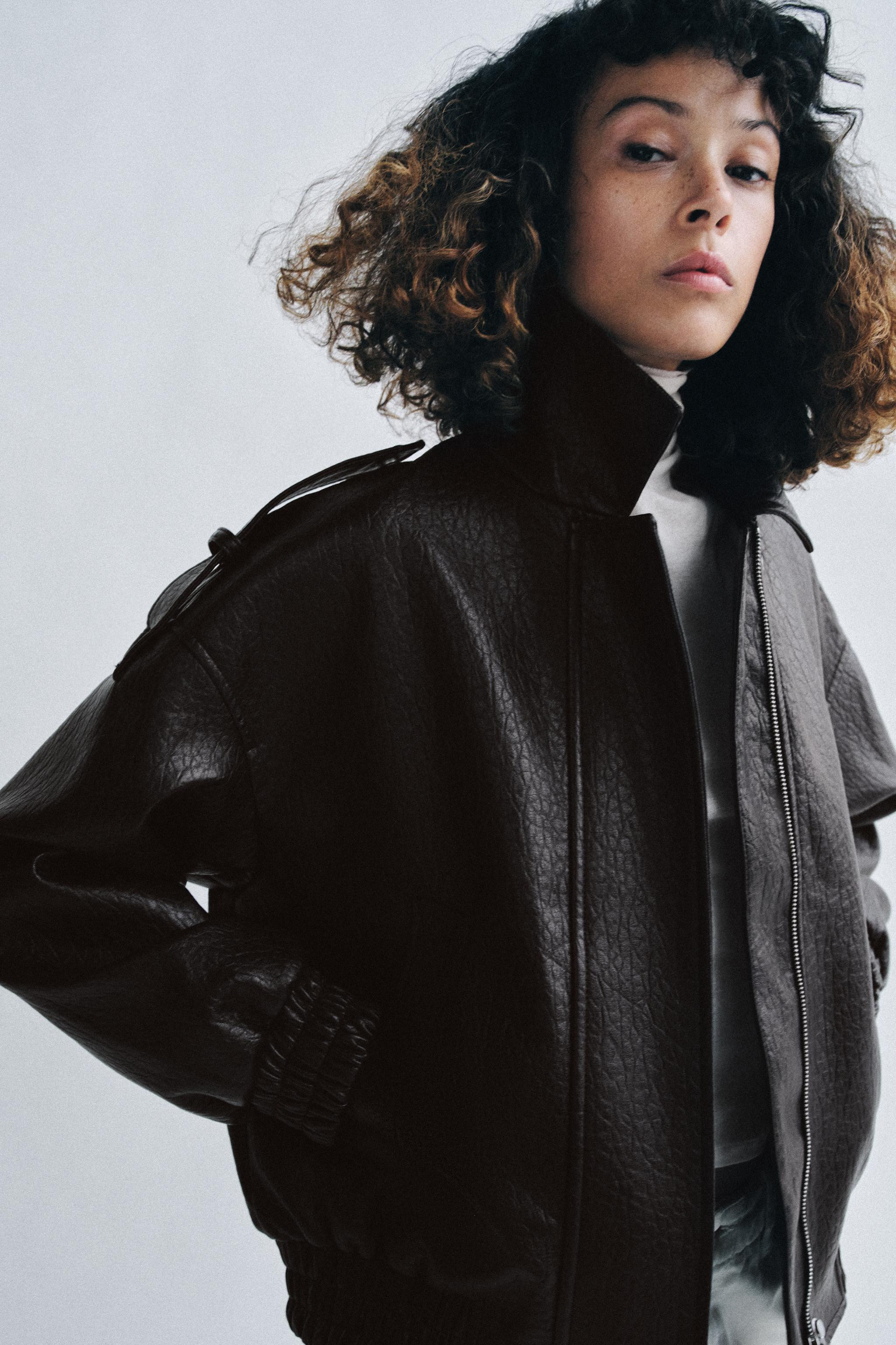 LEATHER EFFECT BOMBER JACKET ZW COLLECTION | Zara UK