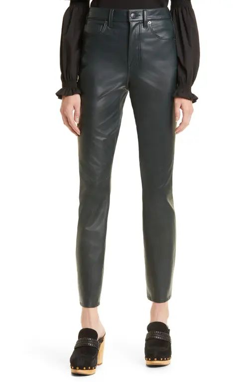 Veronica Beard Maera High Waist Faux Leather Skinny Pants in Emerald at Nordstrom, Size 32 | Nordstrom