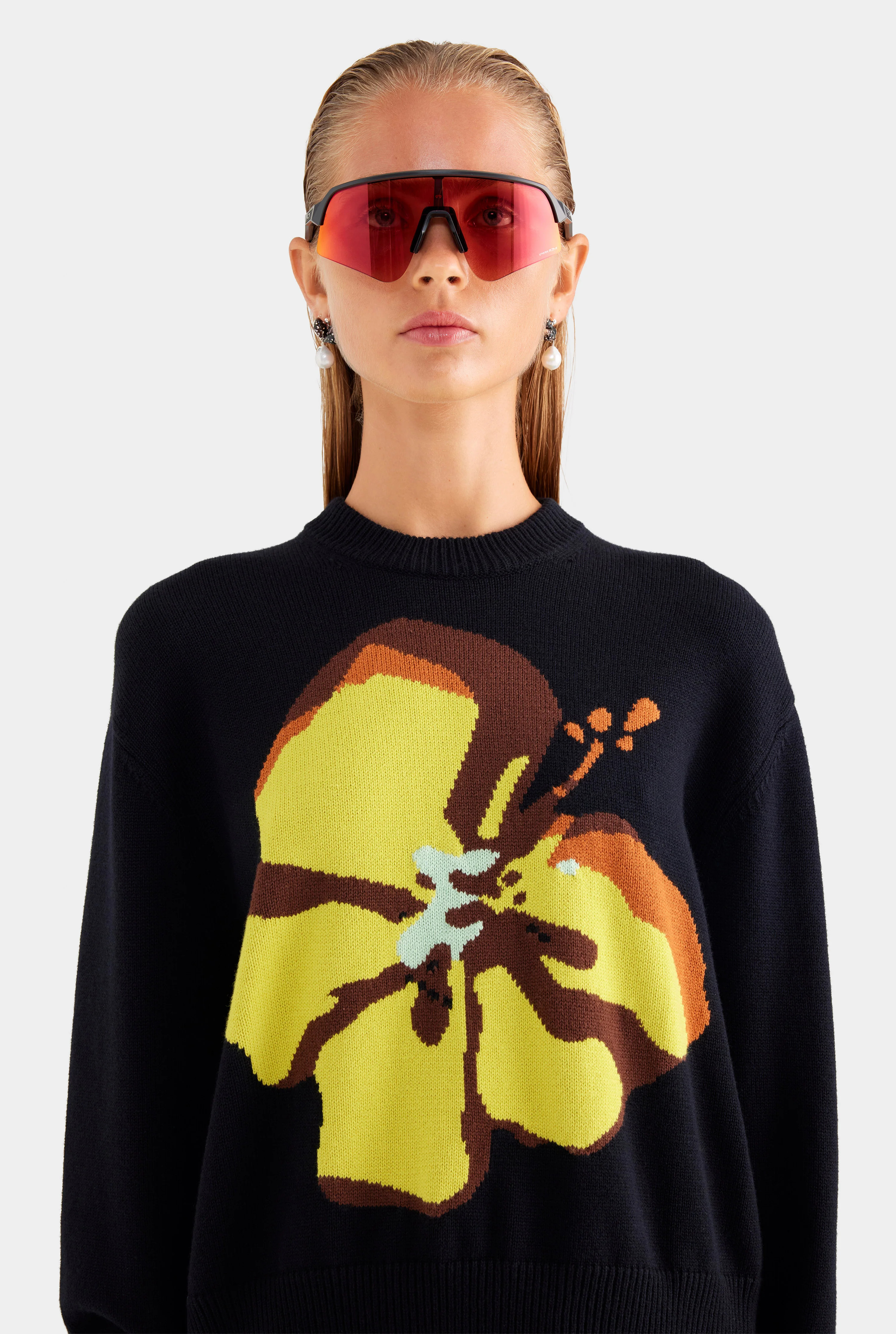 Womens Wool Cotton Intarsia Knit Sweater in Print | Venroy | Venroy AU