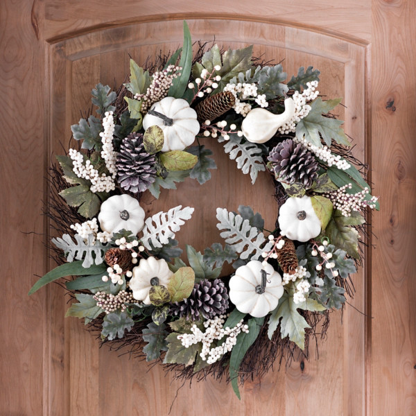 Cream Pumpkin and Greenery Fall Wreath | Kirkland's Home