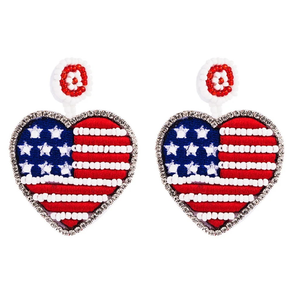 ZHAOYIQ American Flag Earrings 4th of July Rhinestone Dangle - Walmart.com | Walmart (US)