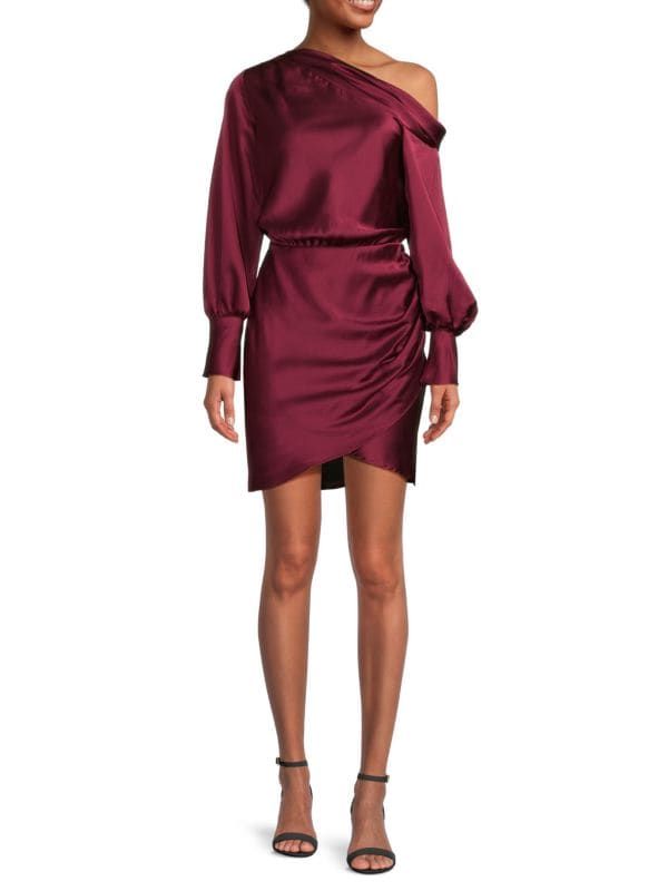 Renee C. Off Shoulder Satin Tulip Dress on SALE | Saks OFF 5TH | Saks Fifth Avenue OFF 5TH