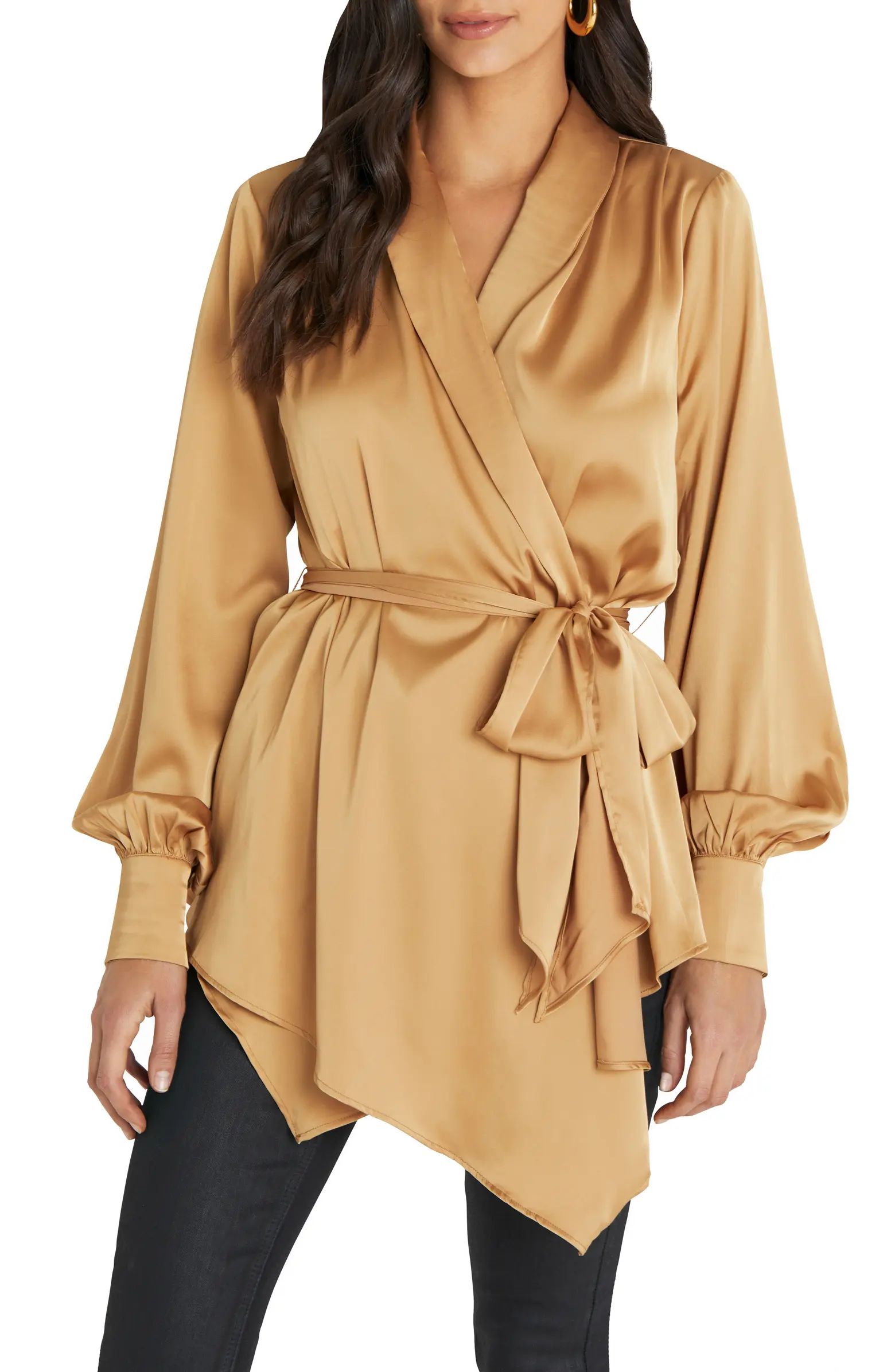 VICI Collection Satin Wrap Blouse | Nordstrom | Nordstrom