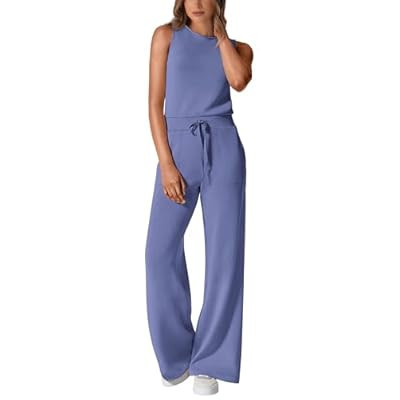 PRETTYGARDEN Jumpsuits for Women Casual 2026 Summer Sleeveless Wide Leg Pants Ro… | Amazon (US)