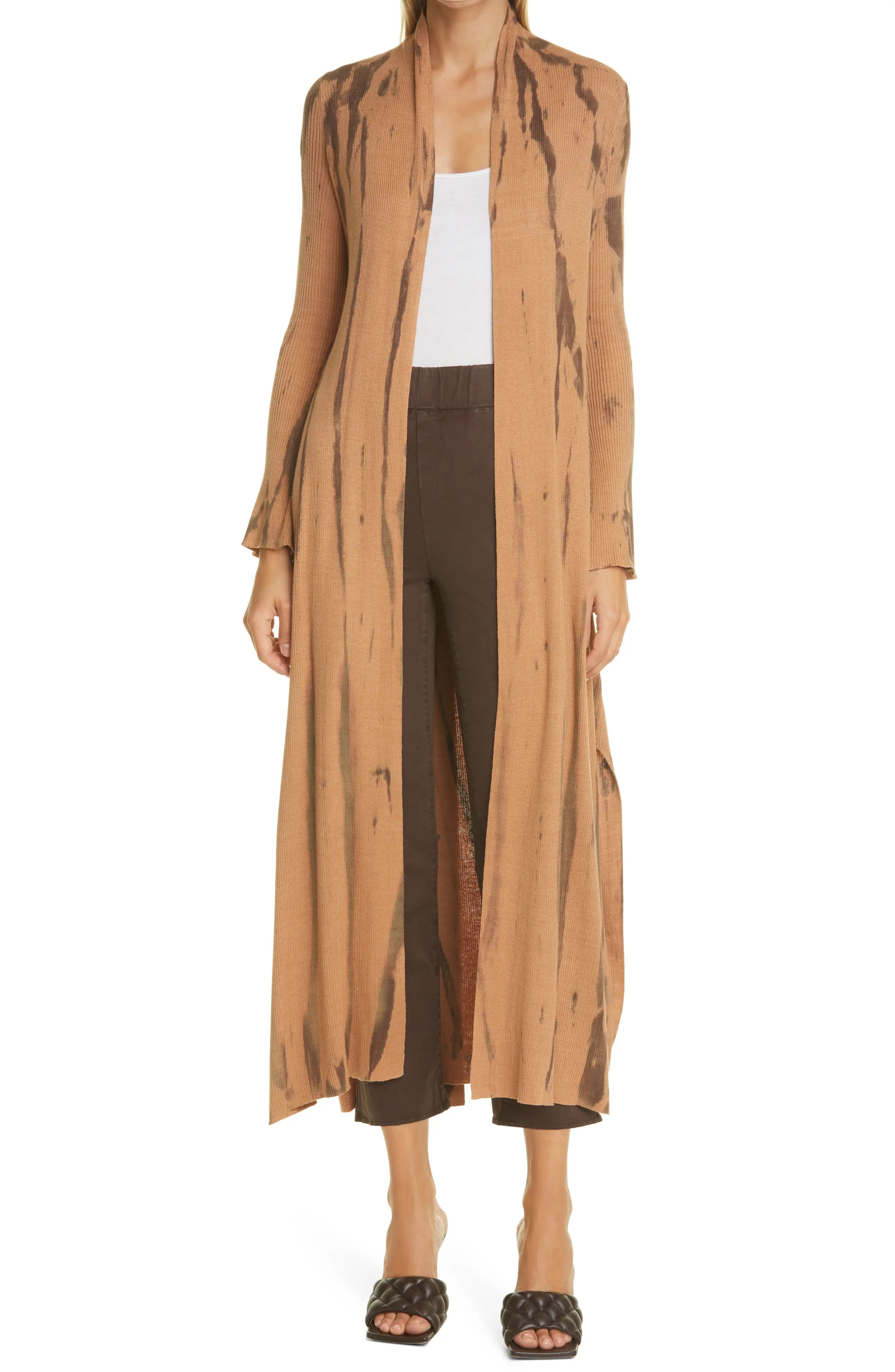 Women's L'Agence Mahika Rib Duster Cardigan, Size Medium - Beige | Nordstrom