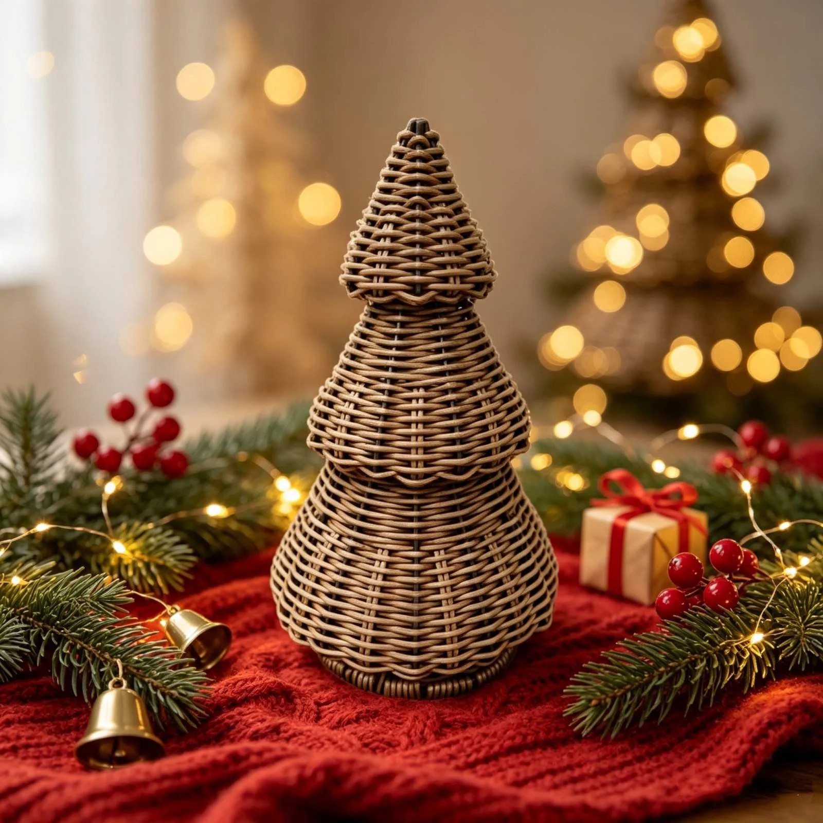 JHRGJIO Hand-Woven Imitation Rattan Tree Ornament, Decor Gift Rattan Wicker Christmas Cone Tree, ... | Walmart (US)