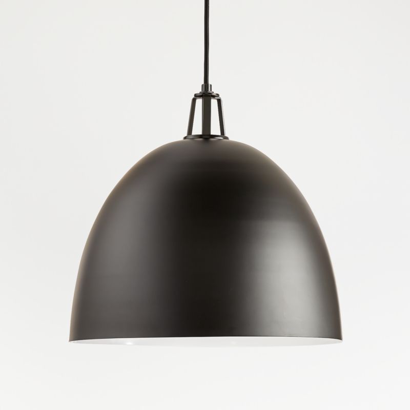 Maddox Black Dome Pendant Large with Black Socket + Reviews | Crate & Barrel | Crate & Barrel