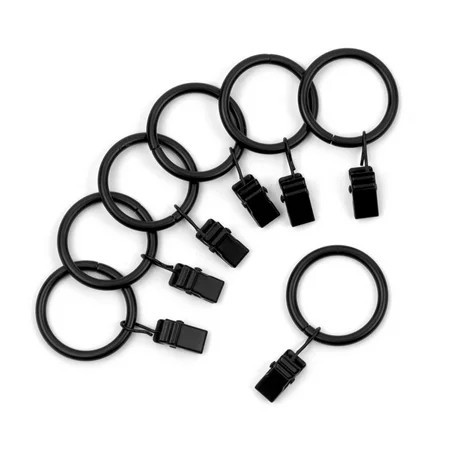 Mainstays 1" Black Curtain Clip Rings (7 pack) | Walmart (US)