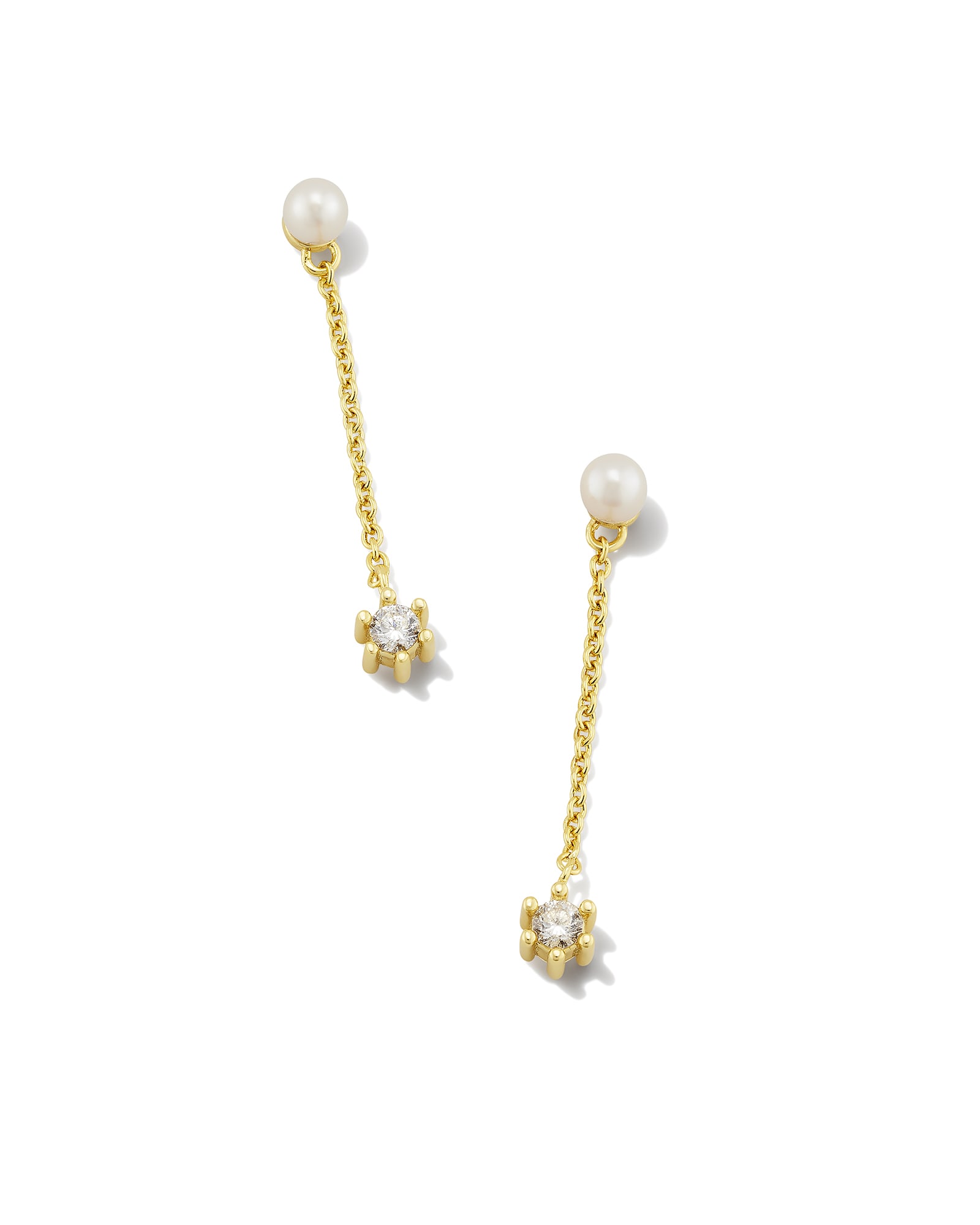 Leighton Gold Pearl Linear Earrings in White Pearl | Kendra Scott