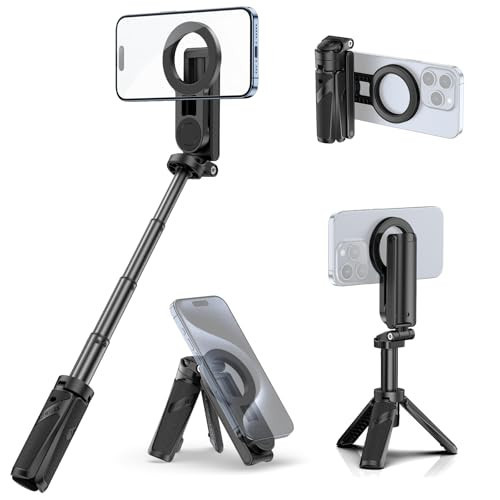 ULANZI JJ03 Magnetic Tripod for Phone with Remote Control, 3-in-1 Selfie Stick Handle Grip 360° Rotation Extendable Stand for iPhone Android Phones, for iPhone 17 16 15 14 13 12 Series | Amazon (US)