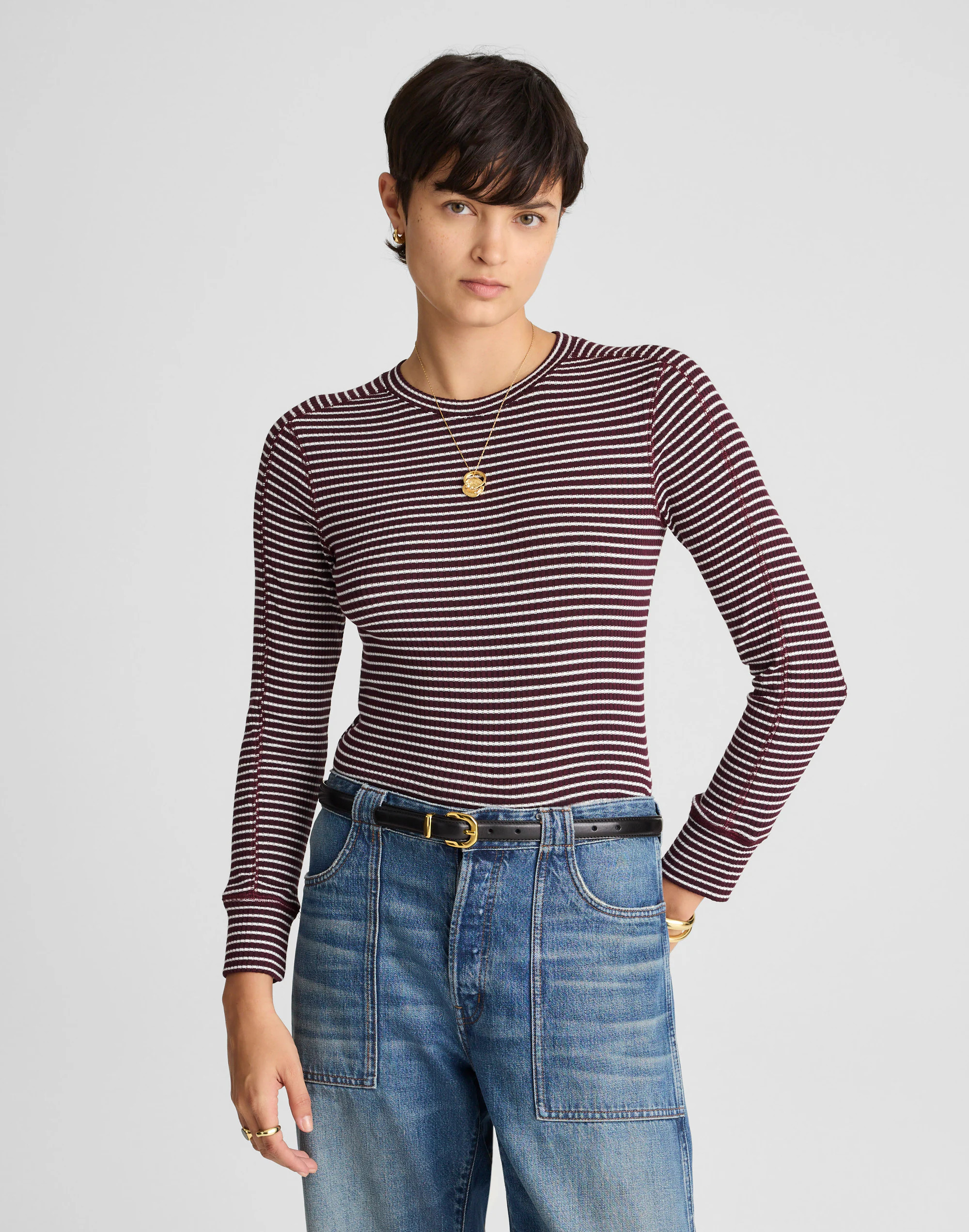 Ribbed Crewneck Long-Sleeve Tee | Madewell