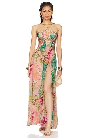 PatBO Tropicalia Laceup Maxi Dress with Removeable Sleeves in Harbour Pink from Revolve.com | Revolve Clothing (Global)