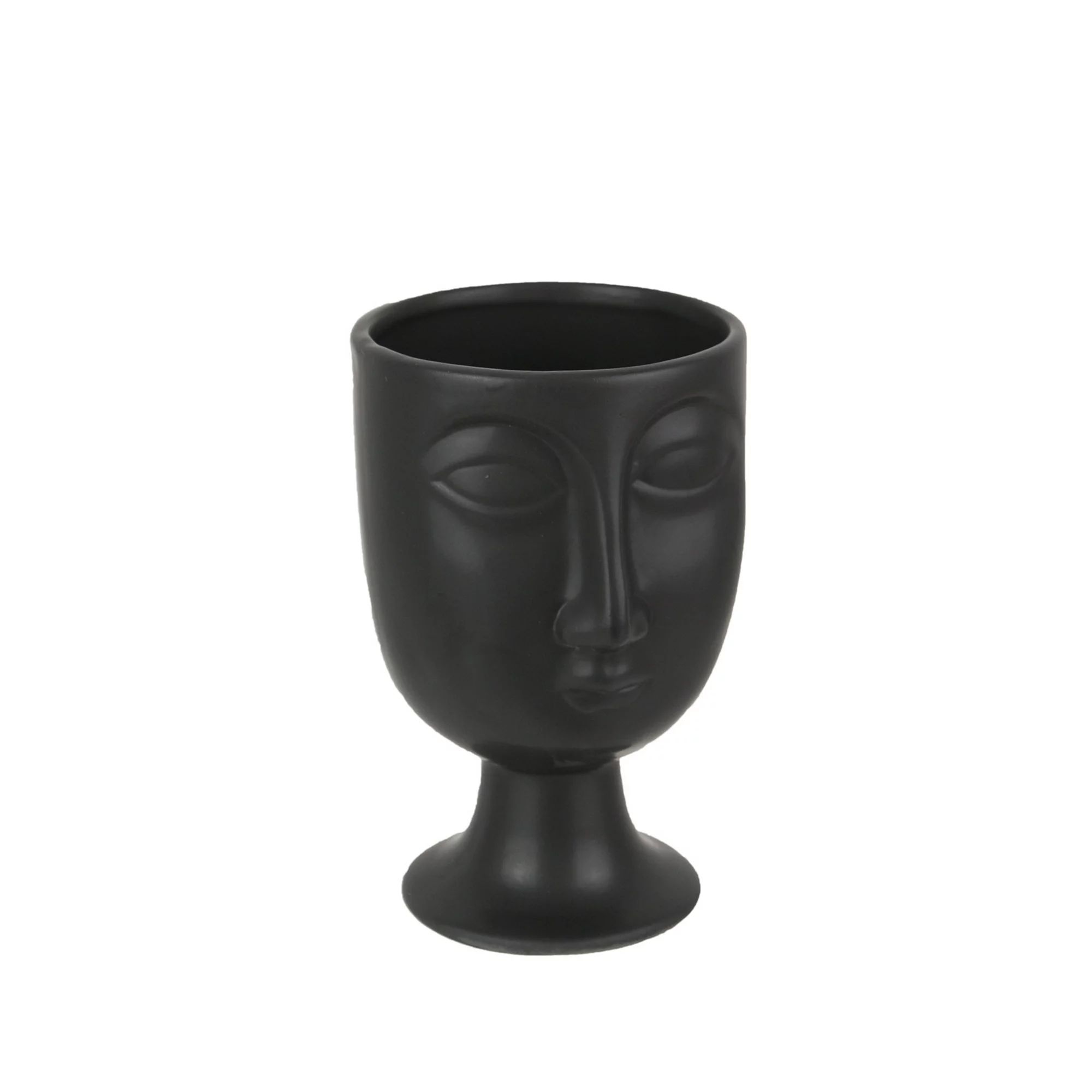 Matte Black Modern Ceramic Face Vase Decorative Pottery Flower Holder Art Decor | Walmart (US)