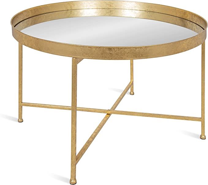 Kate and Laurel Celia Metal Foldable Round Accent Coffee Table, 28.25" x 28.25" x 19", Mirrored S... | Amazon (US)