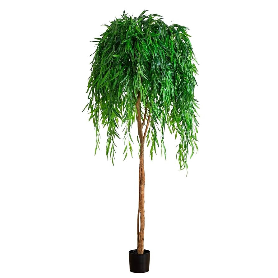 Nearly Natural 7ft Willow Tree Faux Plant, Realistic Indoor Artificial Tree, Home Office Décor | Amazon (US)
