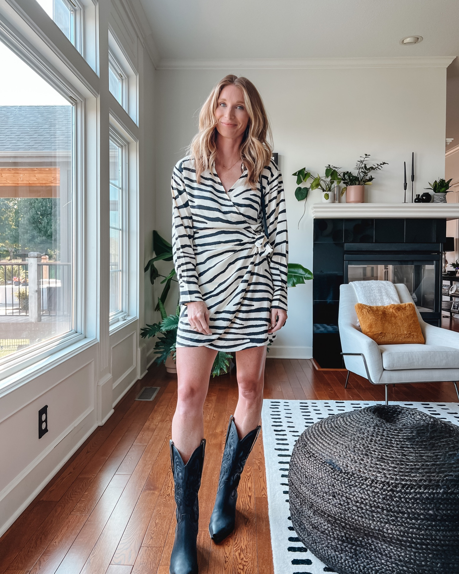 Book club lewk. 📚🦓 #h&m #wrapdress #cowboyboots

#LTKshoecrush #LTKunder50