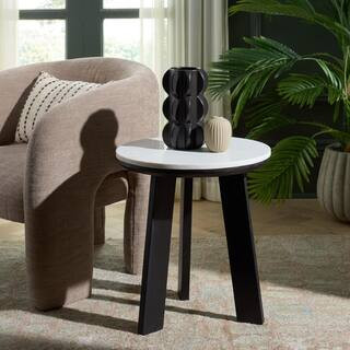 SAFAVIEH Sanji 18 in. White/Black Marble Round End Table ACC3737B - The Home Depot | The Home Depot
