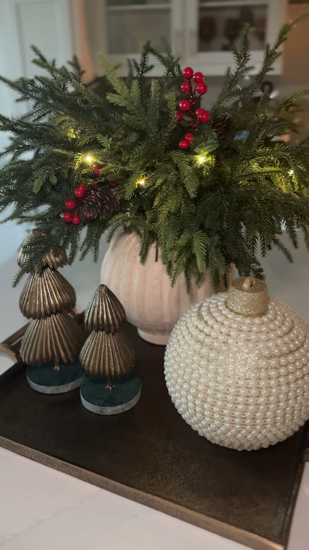 This 20 piece Christmas stem set comes with everything you need to create this beautiful bouquet! The greenery, the berries, the pine cones, and the lights!!! It makes creating this beautiful display so easy!!! I love simple Christmas decor, that’s not just easy to set up, but can be used year after year! 

#LTKHoliday #LTKHome #LTKSeasonal