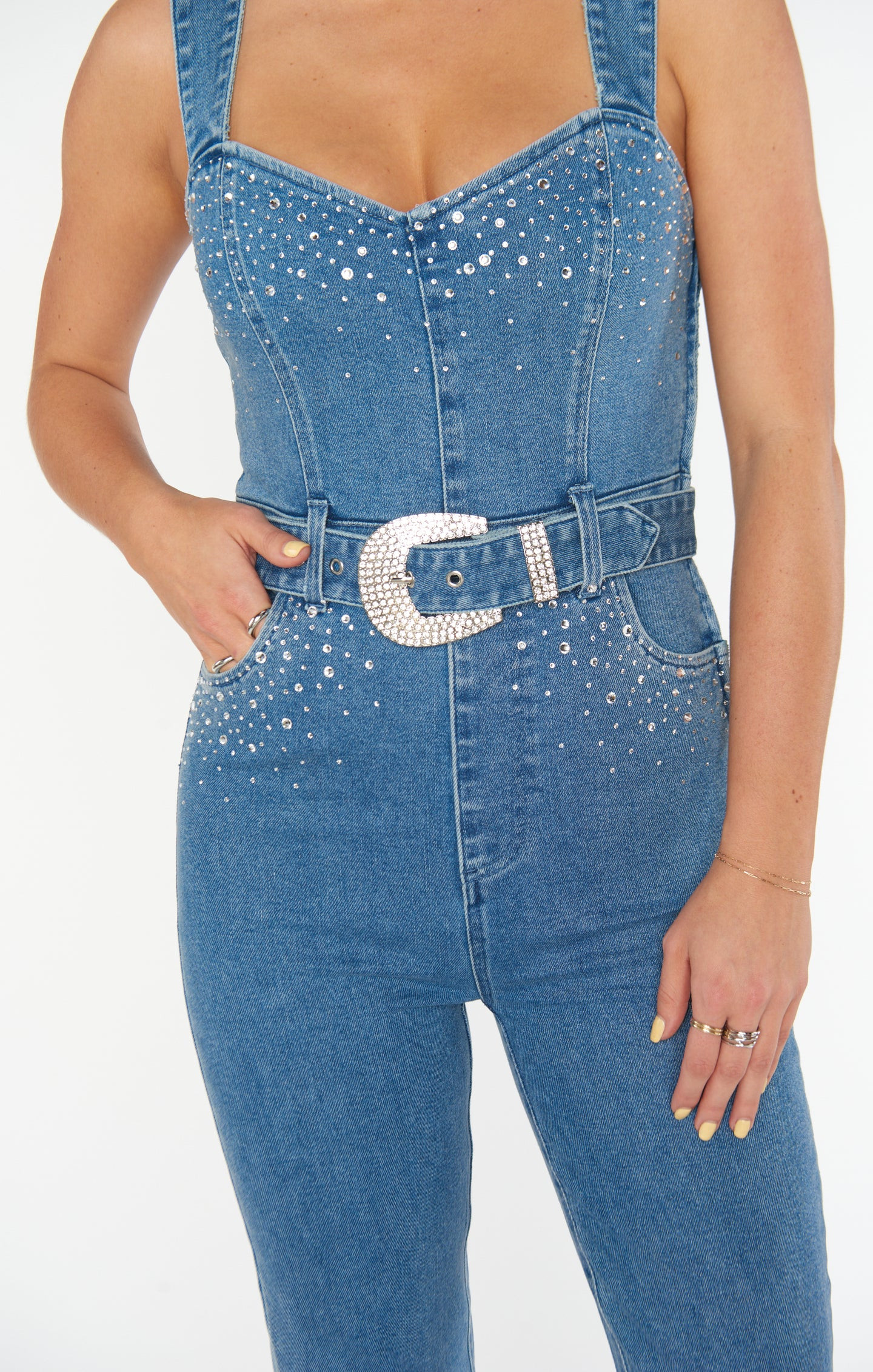 Venetian Jumpsuit ~ Rhinestone Burst Denim | Show Me Your Mumu